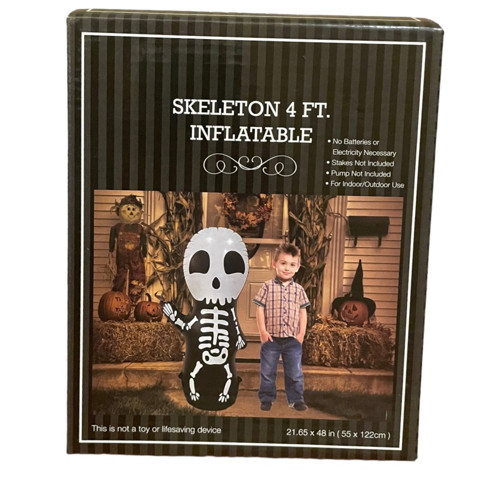 Halloween 4’ Inflatable Skeleton Indoor Outdoor Decor NWT